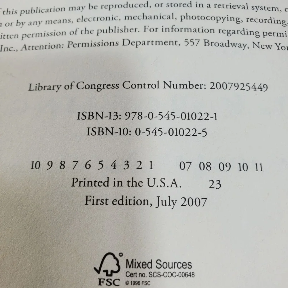 Harry Potter Deathly Hallows‎ First Edition First Printing 759 Page Misprint